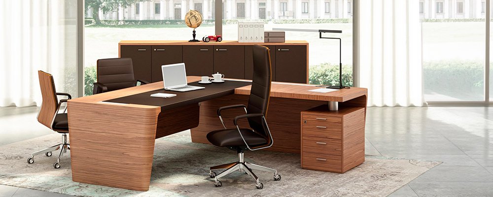 Escritorio con ala y credenza
