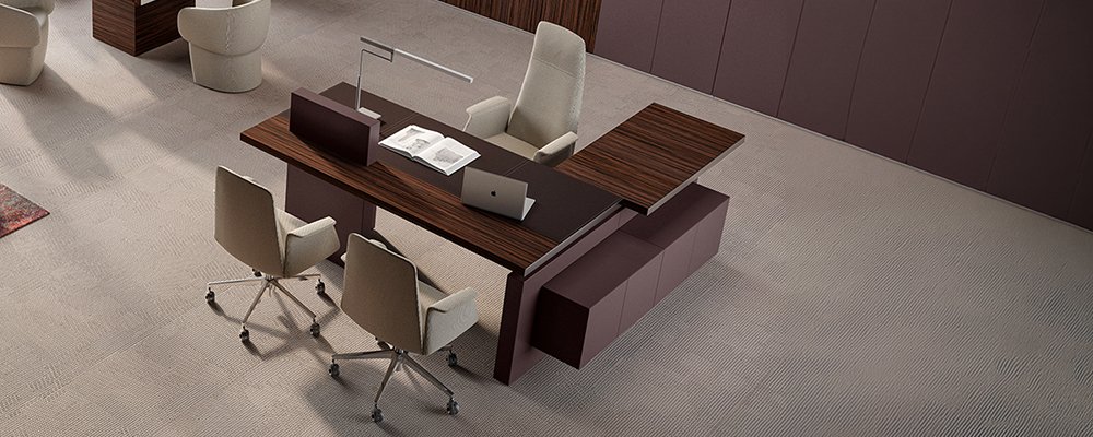 Escritorio con ala y credenza